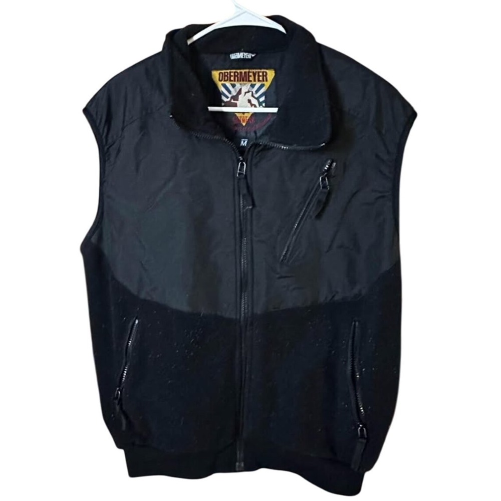 Obermeyer Mens Ski Vest Black Fleece Lined Full Zip Size M‎